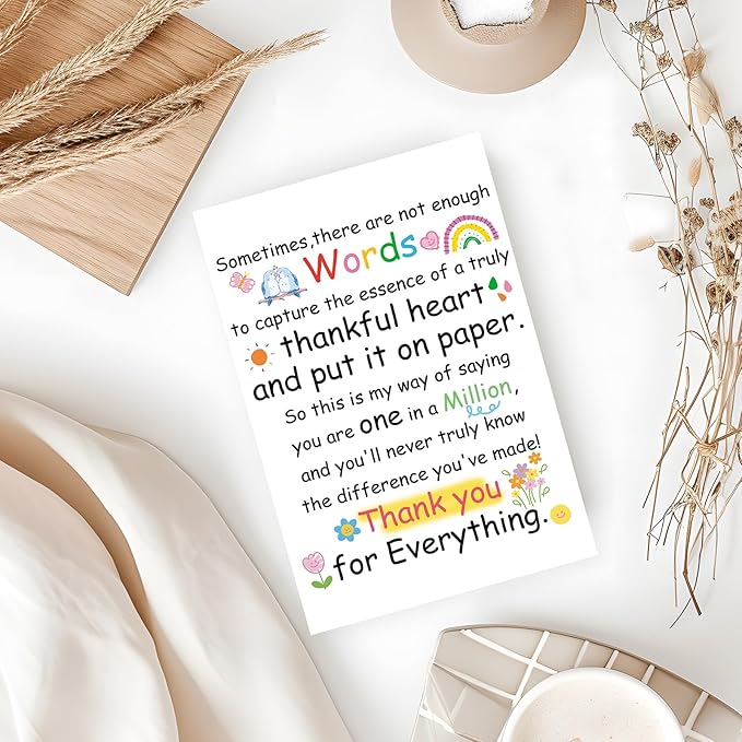 Bright & Colorful Thank You Gift Card for Women, Men, Teachers, Bosses, Friends, Family, School Counselors – Perfect for Appreciation Gifts with Envelope