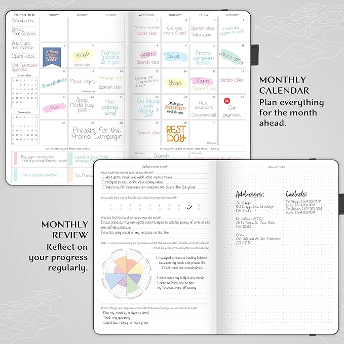 Legend Planner PRO Dated Jan 2025-Jan 2026 – Deluxe Weekly & Daily Organizer with Time Slots. Appointment Book Journal for Work & Time Management, A4 Hardcover (Black)