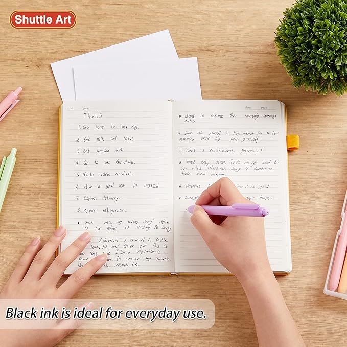 Shuttle Art Ballpoint Pens, 15 Pack Pastel Retractable Black Ink Ball Point Pens, Cute Pens 1.0mm Medium Point Quick Drying for Writing Journaling Taking Notes School Office Home