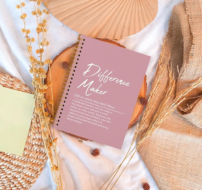 OXW Difference Maker Appreciation Gift, Meeting Notebook for Work, Thank You Gifts for Leader Mentor Manager Boss, Office Supplies Social Worker Notebook, Pink Hardcover Spiral Notebook 5.5 x 8.3