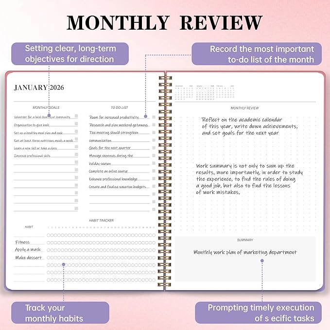 Monthly Planner 2025-2026, 2025 Calendar 24 Months Planner, JAN 2025 - DEC 2026, 8.5"x11", Personal Organizer with Monthly Goals, To-Do List, Habit Tracker, 24 Months for School Office Home Planning