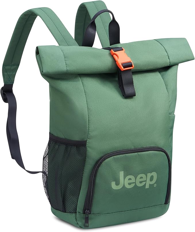 Jeep JS016D Rolltop Travel Backpack, Green, 17" Laptop