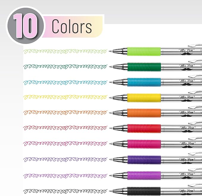 Mr. Pen- Bible Pens, 10 Pack, Assorted Color Pens, Bible Pens No Bleed Through, Bible Journaling Pens, No Bleed Pens, Bible Journaling Supplies, Non-Bleed Fine Point Pens, Colorful Bible Pen