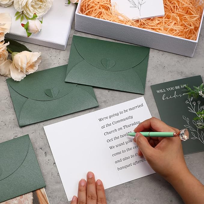 Spakon 16 Pcs Will You Be My Bridesmaid Cards with Envelopes Watercolor Greenery Floral Bridal Proposal Maid of Honor Matron of Honor Invited Favor for Bridal Shower Wedding (Leaves, Flowers)