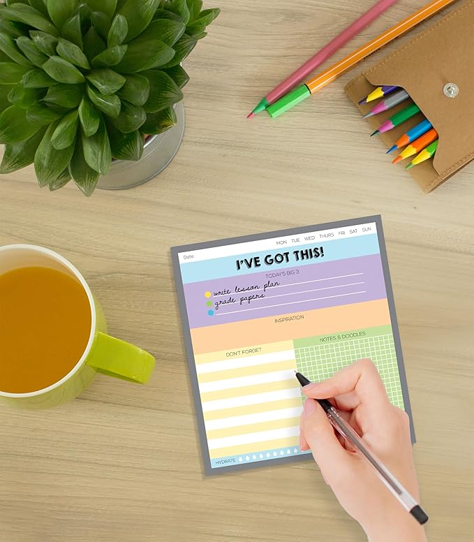 Carson Dellosa Notepad 3-Pack Set, Note Pads for To Do List, Sketch Pad, Grocery List, Checklist, and Classroom Organization Stationary, Desk Accessories and Office Supplies