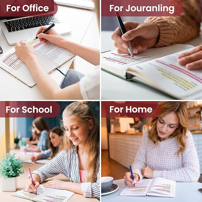 Lined Journal Notebook for Women & Men, Hardcover Leather Journal for writing, A5 College Ruled Notebook for Work & Note Taking, Perfect for Office School Home Supplies, 160 Pages, Black