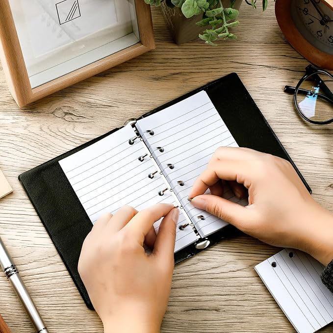 Ireer 200 Sheets Blank Lined Paper Refill for 3 x 5 Binders 6 Ring Memo Refill Paper Mini Ruled Filler Paper Books Planner Inserts Blank Lined Paper for Binder (White)