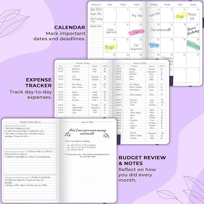 GoGirl Budget Planner – Monthly Financial Planner Organizer Budget Book. Expense Tracker Notebook Journal to Control Money, Compact (Purple)