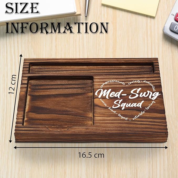 Med Surg Squad Gifts Sticky Note Holder Wooden, Thank You Gifts for Med Surg Medical Surgical Nurse, Appreciation Gift for Nursing National Nurses Week Self-Stick Note Pad Holders Desk Organizer TZP37