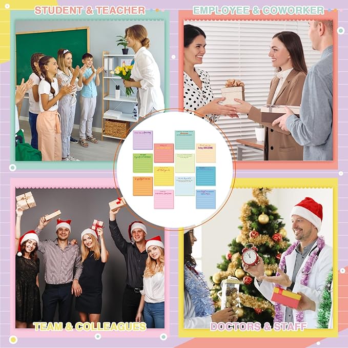 Yinder 24 Pcs Employee Appreciation Sticky Notes Thank You Gifts Bulk Note Pads with Sayings Teacher Gift Mini Pocket Inspirational Notepads for Coworker Office Supply 3 x 3''(Pastel,Thanks)