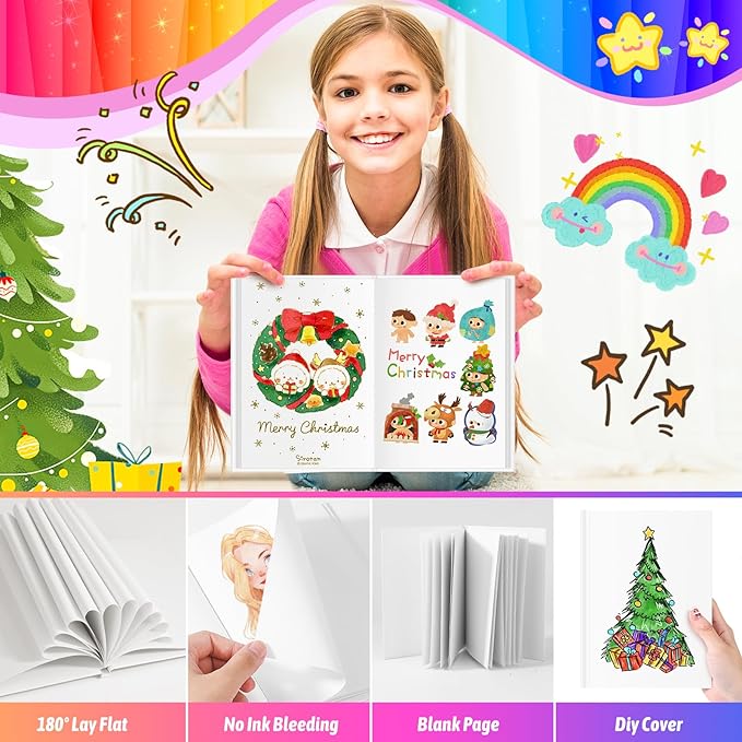 12-Pack Blank Hand Writing Books for Kids Ages 4 5 6 7 8 9 10 11 12 Year Old, 60 Pages 6"x8" Blank Hardcover Books Bulk, Notebooks & Journal Supplies, Back to School Essentials Office Desk Accessories