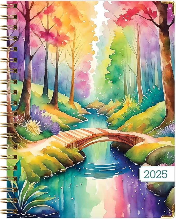 HARDCOVER 2025 Planner, 8.5"x11": 14 Months (November 2024 - December 2025), Daily Weekly Monthly Planner, Yearly Agenda, Bookmark, Pocket Folder and Sticky Note Set (Rainbow Trail)