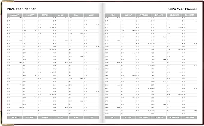 Letts of London Classic Weekly Planner, 12 Months, January to December, 2024, Appointments, Gold Corners, Quarto Size, 10.25" x 8.25", Burgundy (C32YBY-24)