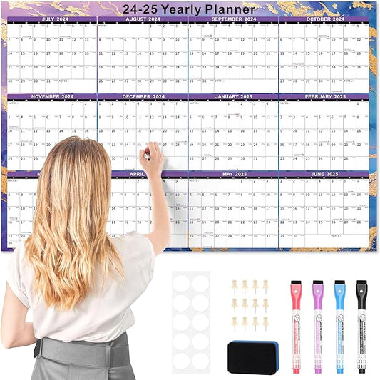 Ospelelf Large Dry Erase Calendar for Wall - 32'' x 48'' Yearly Calendar 2024-2026 Laminated Monthly Family Calendar for Office, Use July 2024 - June 2026