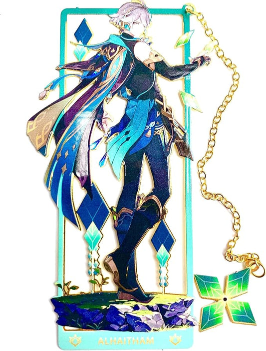 Genshin Impact Alhaitham Metal Bookmark - Anime Figure Merch with 3D Display Box - Birthday Gifts for Fans Friends Gamer Book Lovers - Zllada
