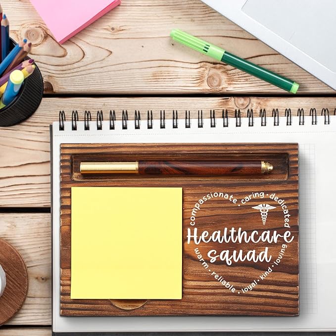 Healthcare Squad Sticky Note Holder, Health Care Worker Appreciation Gifts, Team Tribe or Crew Healthcare Hero Thank You Gifts, Nurse Week Gifts Desk Self-Stick Note Pad Holders TZP39