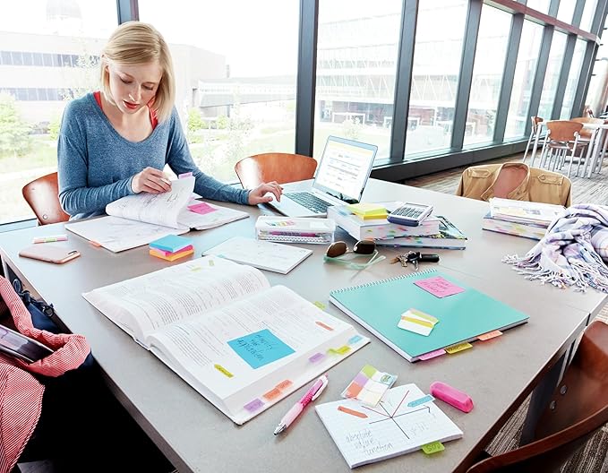 Post-it Page Markers, Assorted Colors, 1 in x 3 in, 50 Sheets/Pad, 4 Pads/Pack (671-4AF)