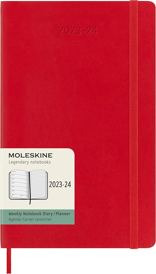 Moleskine 2023-2024 Weekly Planner, 18M, Large, Scarlet Red, Soft Cover (5 x 8.25)