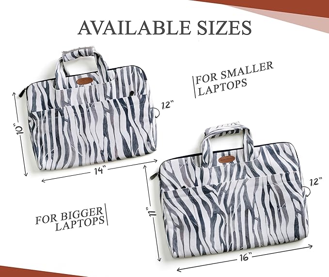 Maison d'Hermine Laptop Bag upto 13.5 inch Stain and water repellent Cotton canvas - Zebra