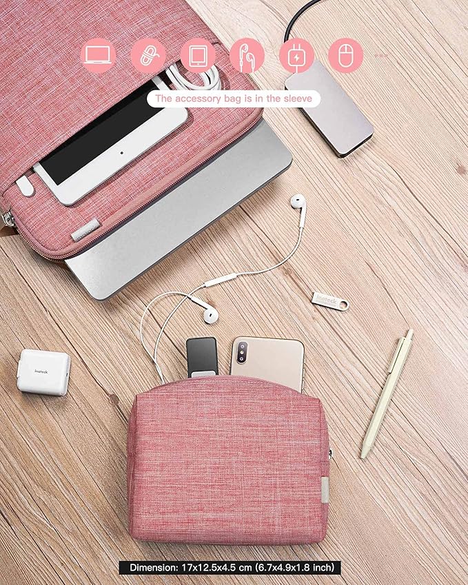 Inateck 360° Protection Laptop Bag with Accessory Bag, Compatible with 13-inch MacBook Air/Pro M3 M2 M1 2016-2024, Red