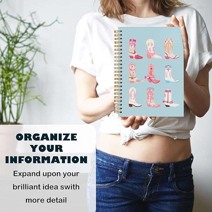 BearCake Cowgirl Boot Notebook, Cowgirl Stuff, Cowgirl Gifts, Western Office Supplies, Western Stuff for Women, Boho Western Notebook Journal 5.5x8.3 blue