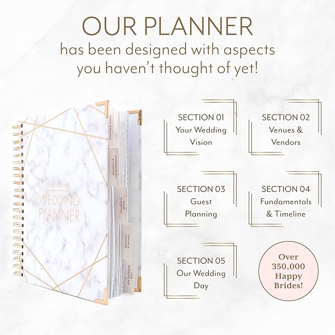 Your Perfect Day Wedding Planner for Bride - Wedding Planning Book and Organizer, Bridal Wedding Planner Book & Binder with Wedding Countdown Calendar (MARBLED)