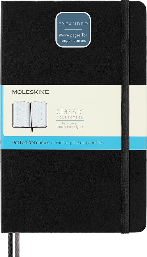 Moleskine Classic Expanded Notebook, Hard Cover, Large (5" x 8.25") Dotted, Black, 400 Pages