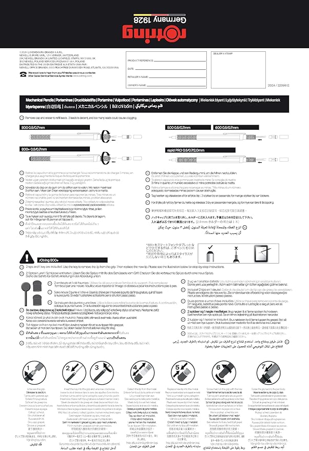 rOtring 600 Ballpoint Pen, Medium Point, Black Ink, Red Barrel, Refillable