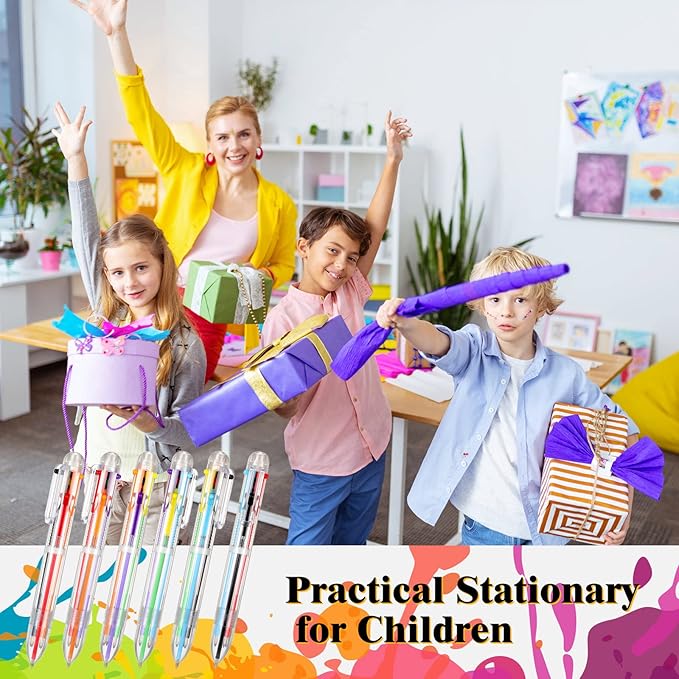 Handepo 360 Pcs 6 in 1 Multicolor Ballpoint Pen Bulk 0.5 mm 6 Color Retractable Ballpoint Pack Colorful Ink Rainbow Pen Supplies Party Favors for Office School Teacher Gift Carnival Reward