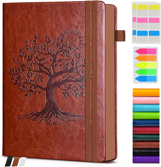 Vintage Leather Journal - 300 Page Lined Journal Notebook with Numbered Pages,A5 Notebook for Women Men,Travel Diary,Daily Journal for Writing, Note Taking, School & Work (5.8" x 8.3")