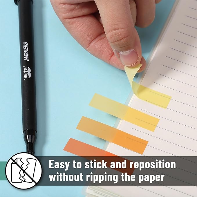Mr. Pen- Sticky Tabs, 1600 Pcs, Colorful Book Tabs, Transparent Sticky Tabs for Books, Sticky Note Tabs, Page Markers Tabs, Book Markers, Page Tabs, Book Tabs for Annotating Books, Book Sticky Tabs