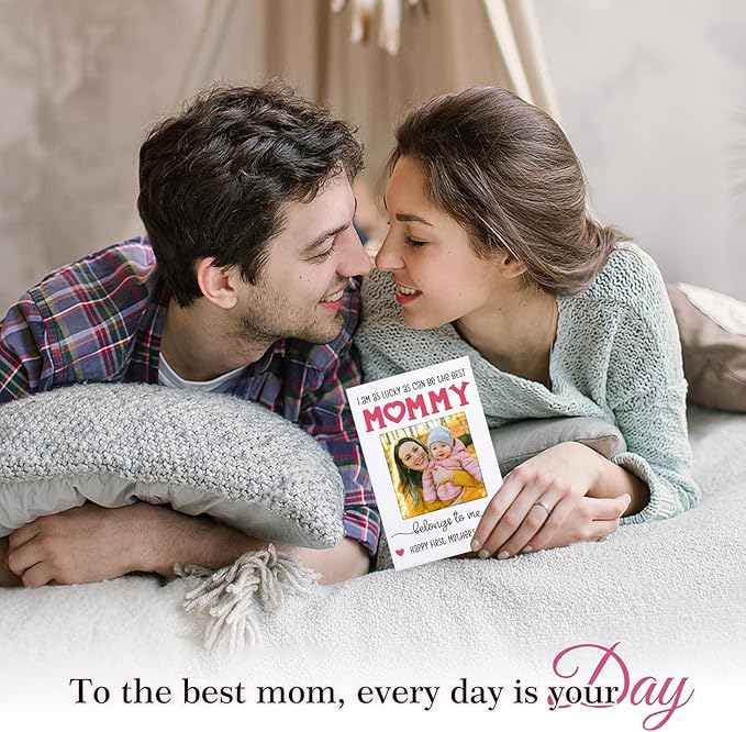 FaCraft Happy First Mothers Day Cards for New Mom First Time Mom Pregnancy From Bump Baby Boy Girl, 4 x 6, with Photo Insert, Gift Card with Envelope