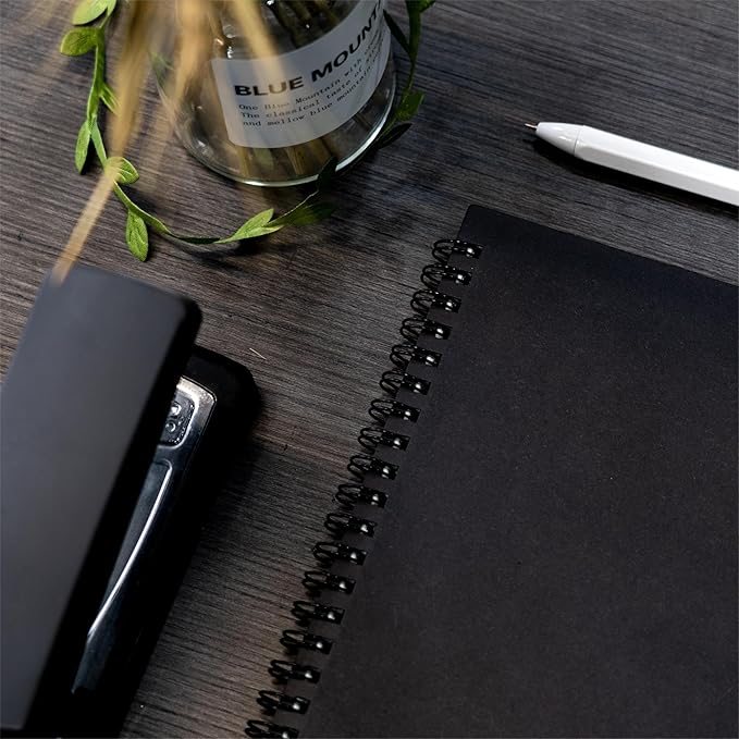 Blank Spiral Notebook, 3-Pack, Soft Cover, Sketch book, 100 Pages / 50 Sheets, 7.5 inch x 5.1 inch, 100GSM, (Black)