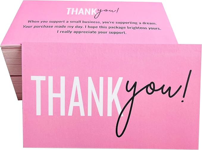 RXBC2011 Thank You for your support Cards Handwritten Lettering Design Thank you small business Card 2x3.5 Inch Pack of 100