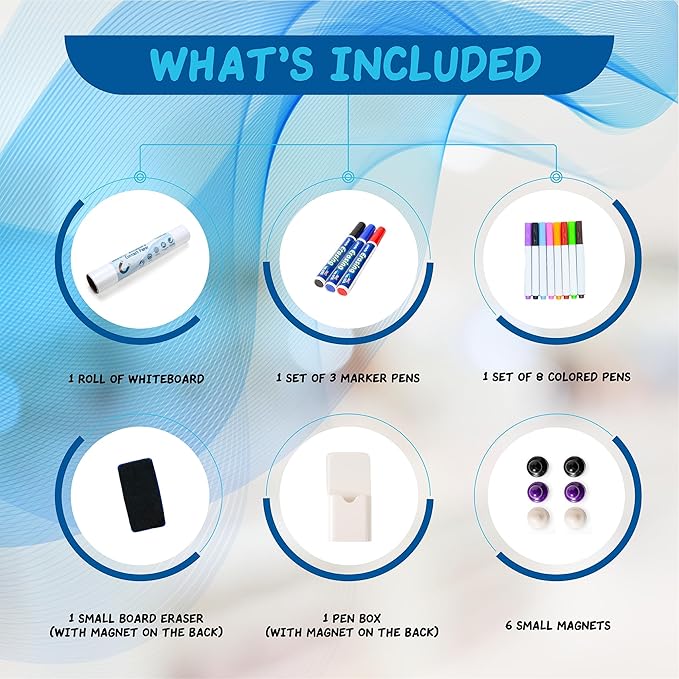 Magnetic Whiteboard Contact Paper 20" x 12”, YOUNGJQ Adhesive Dry Erase White Board Sticker for Wall, Peel and Stick Wallpaper, Easy to Write and Clean for Fridge Home Office