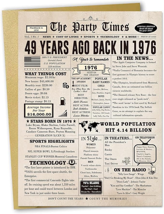 Happy 49th Birthday Card for Women Men, Funny 49 Year Old Birthday Gifts Card for Husband Wife Him Her, Retro 49th Bday Decorations