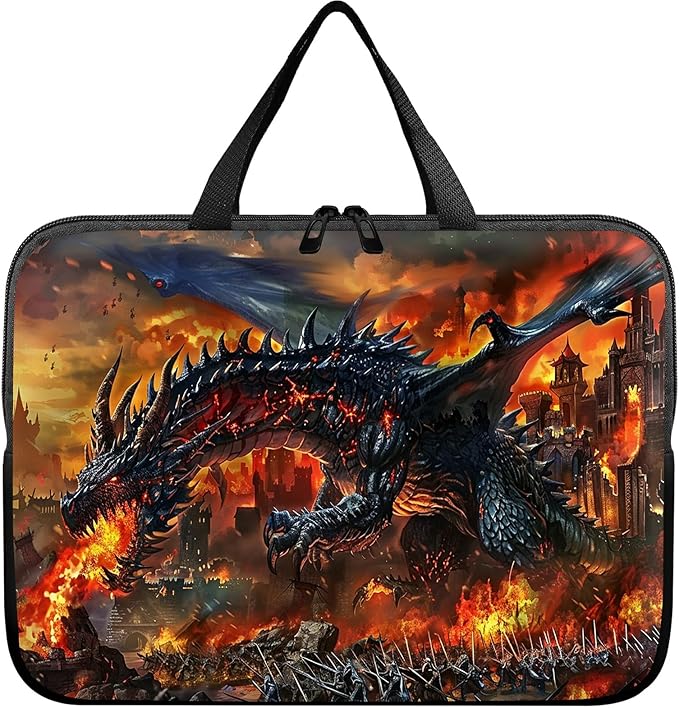 Laptop Sleeve Case Bag 13 inch, Fire Fierce Dragon Slim Carrying Case Durable Handbag Travel Laptop Bag for 13 inch MacBook Air M3/M2/Pro M2/ 13" iPad Pro/Air M4/M2 2024