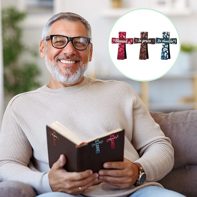 48 Pcs Magnetic Bookmarks Christmas Bible Gift Christian Scripture Inspirational Book Marks Bible Verse Cross Bookmark Magnetic Page Clips for Women Men School Reading Gifts(Marble Style)