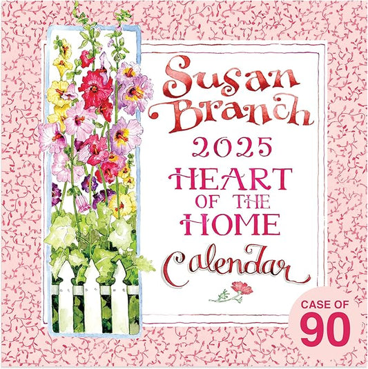 TF PUBLISHING 2025 Susan Branch Mini Calendar Case of 90 - Large Grids for Appointments and Scheduling - Vertical Monthly Wall Calendar - Home and Office Organization - Premium Matte Paper - 7"x7"