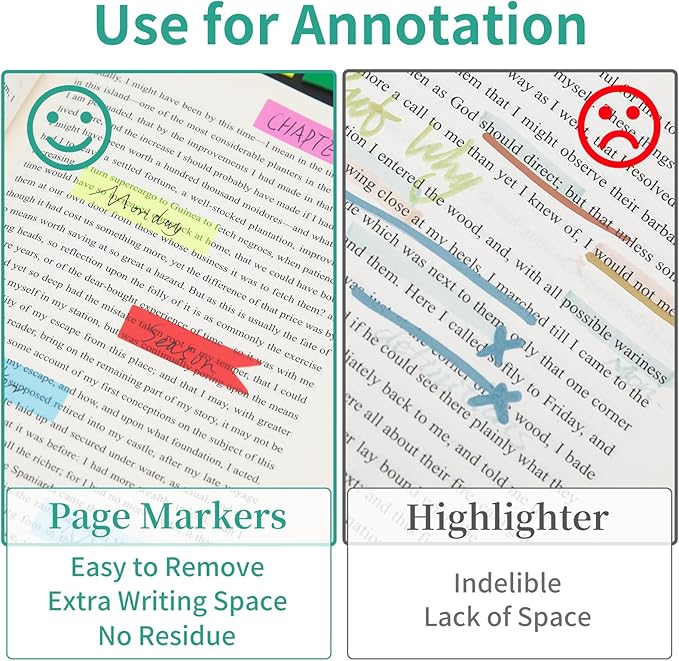 KICNIC 1500 Pieces Page Markers Sticky Index Tabs, Arrow Flag Tabs Self Adhesive, Colored Notes Tab Stickers for Notebook, Documents, Books [10 Colors, 3 Designs] Sticks Securely, Removes Cleanly