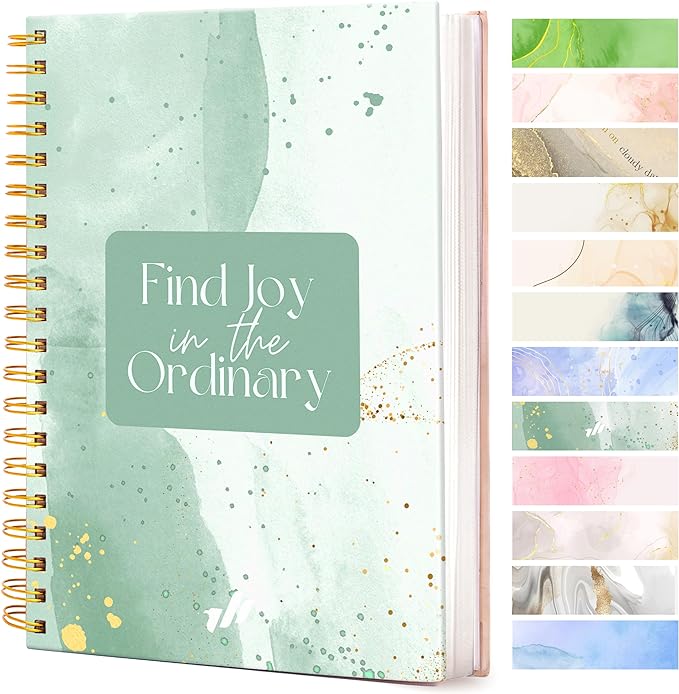 Spiral Journal Notebook - 10.25" x 7.25" Design, 100 GSM Paper, 300 Pages. Spiral Notebook Journal for Women - Premium Quality Spiral-Bound Journaling Notebooks. - Find Joy (Marble)