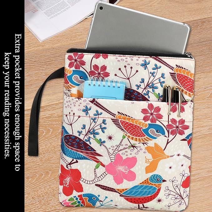 DSIUE Book Sleeve Book Lover Gifts Book Protector with Zipper, Book Covers for Paperbacks, Book Pouch with Pockets, Book Accessories,11.4 X 9 Inch