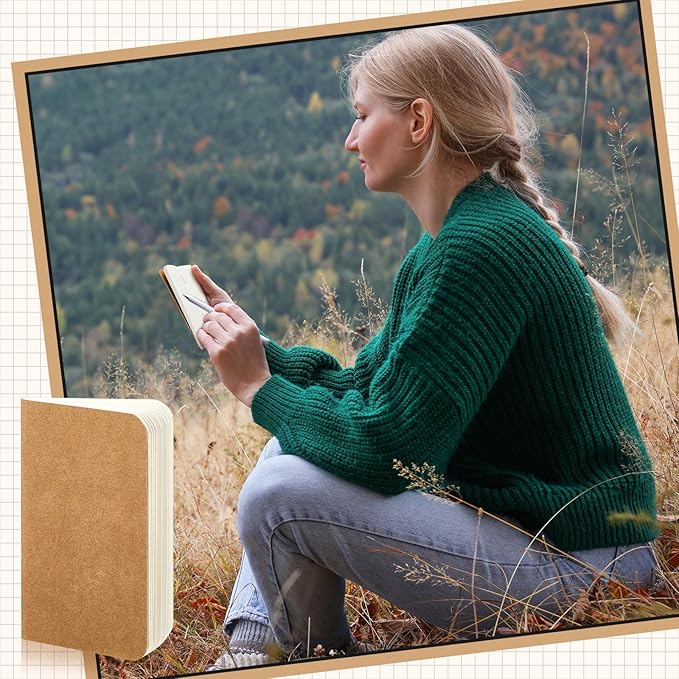 Outus 15 Pcs Mini Pocket Notebook 2.5" x 4" Small Journal Kraft Paper Notepads Bulk Softcover Pocket Notepad Memo Diary Subject Notebooks for Traveler Worker(Brown,Blank Style)