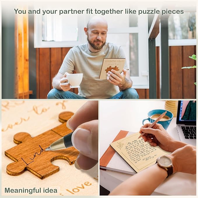 6 Month Anniversary Card Gift for Boyfriend Girlfriend - Happy 6 Month Anniversary Wedding Gifts for Him Her, Wood Half A Year Greeting Cards, Six Months Marriage Presents for Couple