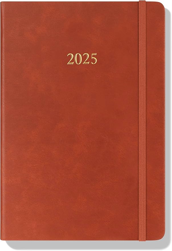 Wykeham's Executive 2025 Daily Journal Planner – Customization Available (Brown, 8.5"×5.5")