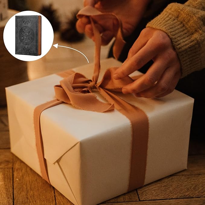 2 Pack Leather Vintage Journal for Men Soft Cover Lined Pages Notebook 180 Lay Flat for Writing Travel Diary, 5.7'' x 8.3'', Black, Dark Brown