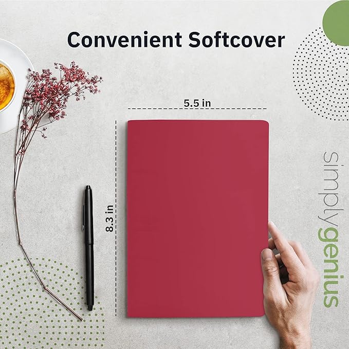 Simply Genius A5 Notebooks for Work, Travel, Business, School & More - College Ruled Notebook - Softcover Journals for Women & Men - Lined Note Books with 92 pages, 5.5" x 8.3" (Wine, 6 pack)