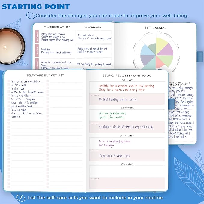 Clever Fox Self-Care Journal – Daily Reflection Notebook – Mental Health & Personal Development Planner, Meditation & Mood Log, A5 (Light Blue)