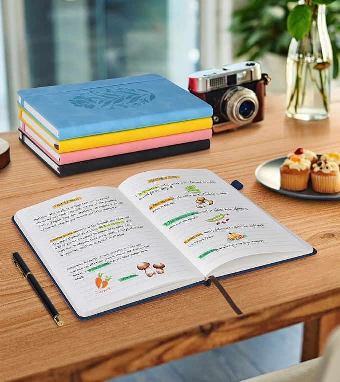 Lined Journal Notebook for Men Women, A5 Leather Journals for Writing, 200 Pages College Ruled Journal Notebook, Travel Daily Journal Notebook for Work School, Note Taking 5.75'' X 8.38'' Grayblue