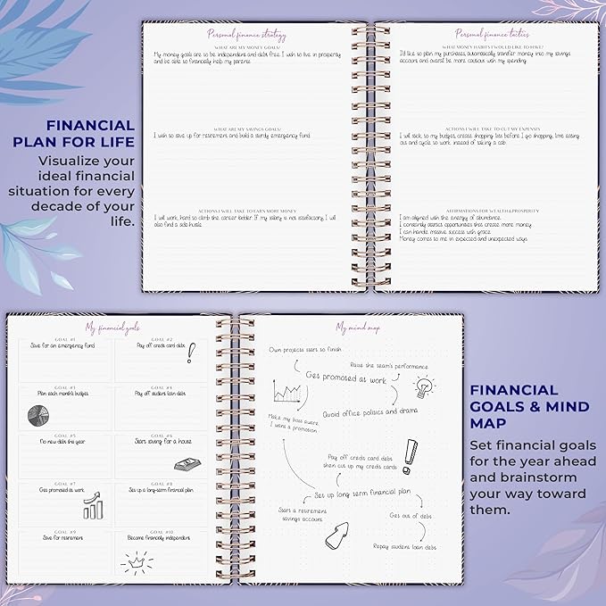 PLANBERRY Large Budget Planner & Monthly Bill Organizer with Pockets – Budgeting Book, Finance & Expense Tracker, 8.3x9.4″ (Royal Blue)